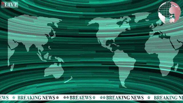 Green screen breaking news template animated background and text. Modern news live streaming TV broadcast backdrop 