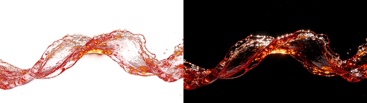 Png of dynamic wave of red liquid tea or juice splash isolated on transparent background