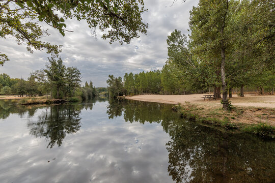 Tera River and Mozar Beach, Zamora, Spain.