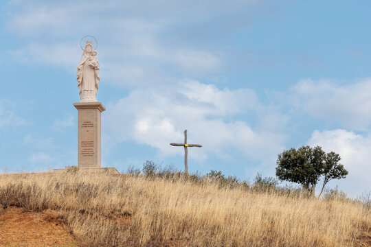 Sculpture of the Virgin of Carmen in the Teso de la Horca, San Pedro de Zamudia, Zamora, Spain.