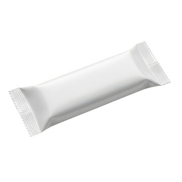 Blank white snack bar packaging mockup isolated on white background