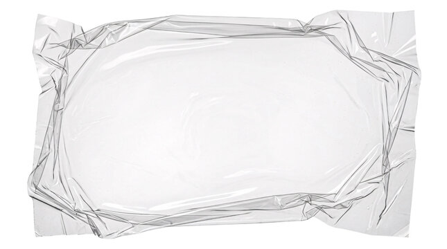 Crinkled transparent plastic sheet covering a png isolated on transparent background