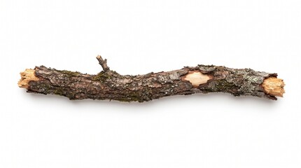 Fototapeta premium Single dry tree branch isolated on white background for nature design projects.