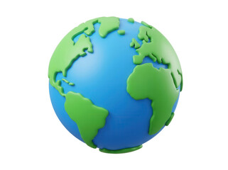 Naklejka premium Stylized 3D globe of the earth isolated on transparent background for international business and global communication concept graphics