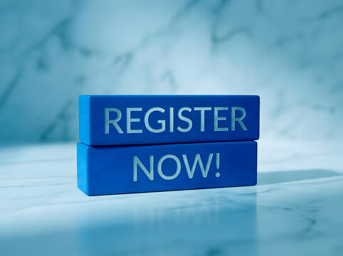 Enhancing Digital Event Campaigns And Webinar Sign Ups With A Blue Marble Register Now Block Graphic