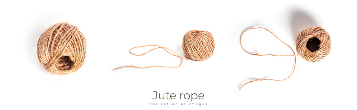 Jute rope isolated on a white background. Hemp rope. High quality photo