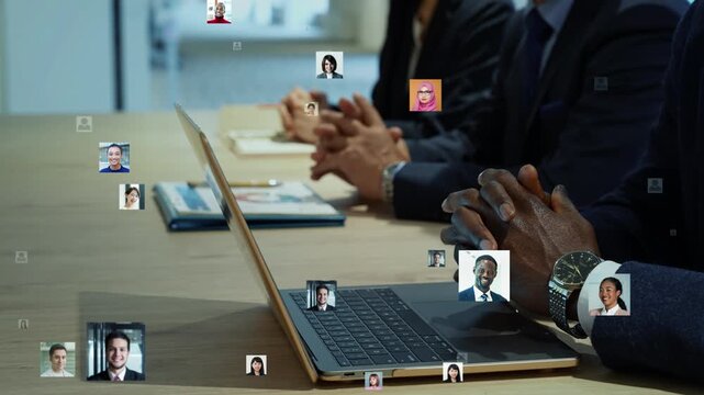 Business settings and multinational people. Business, talent, global, diversity, social media, profile pictures, data, matching.