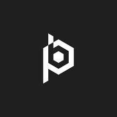 Letter bp pb b p hexagon geometric symbol simple logo vector © Amrah