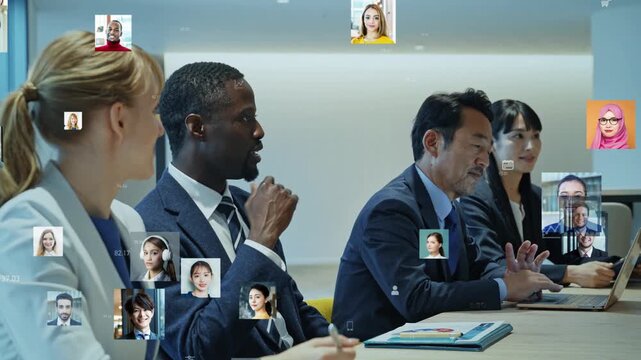 Business settings and multinational people. Business, talent, global, diversity, social media, profile pictures, data, matching.