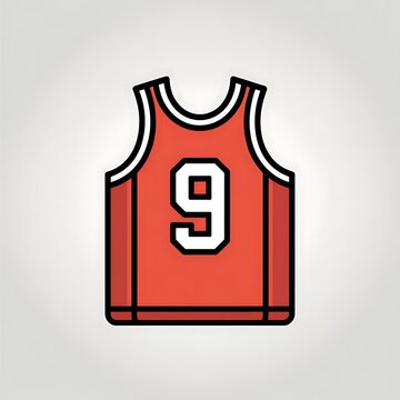 Red basketball jersey with number nine on white background