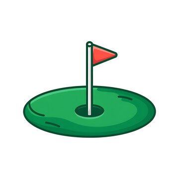 Golf hole with red flag on green grass