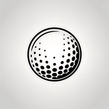 Simple black and white golf ball illustration icon