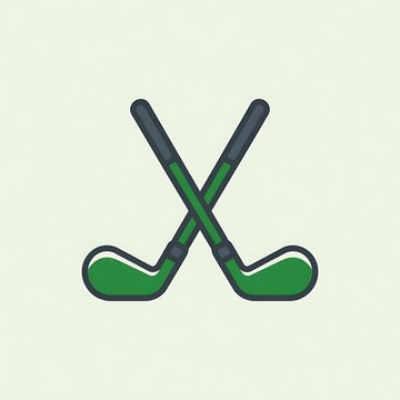 Two crossed green golf clubs icon