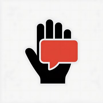 Black hand icon holding a red speech bubble
