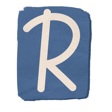 Scrapbook Paper Cutout with Ransom Style Uppercase Letter R. Suitable for journaling, scrapbook, typography, lettering or crafting.