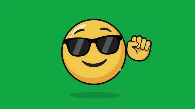 Cool Emoji with Sunglasses and a Fist Bump Gesture on a Green Background.