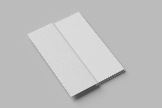 clean and blank slim fancy eatery menu catalog book spread open page realistic mockup isolated 3d render in grey background