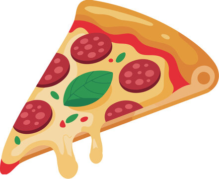 Pepperoni Pizza Slice Vector Isolated on White Background