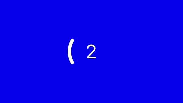 Minimalist Number Progress Timer Circle on Blue Screen Loop Animation