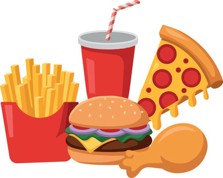 Fast Food Vector Set Isolated on White Background