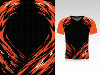 Dynamic Black and Fiery Orange Abstract Shatter Slash Jersey Design Template for Racing © MdRezabul