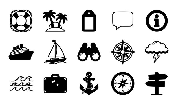 Vintage Nautical Travel Vacation Badge and Sign Vector Set