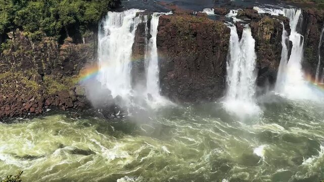 Iguazu Falls on the Argentina-Brazil border, one of the world&rsquo;s largest waterfall systems with 275 cascades surrounded by lush subtropical rainforest in Iguazu National Park.