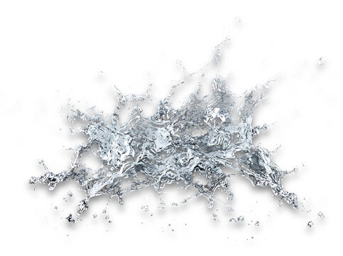 Black ink splatter with random spray drops on paper