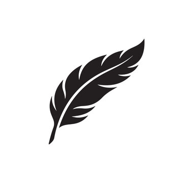 Curved black plume silhouette vector graphic representing lightweight comfort and writing.