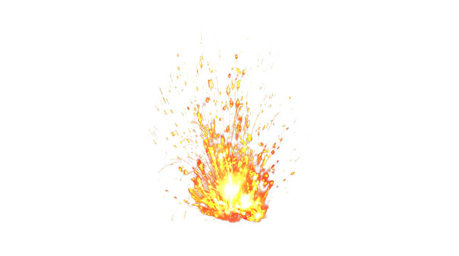 Vibrant Fire Explosion Illustration Isolated on Transparent Background for Digital Media, Video Effects, and Motion Graphics Design