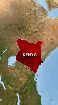 Kenya Country Location and Boundary Map Animation Footage