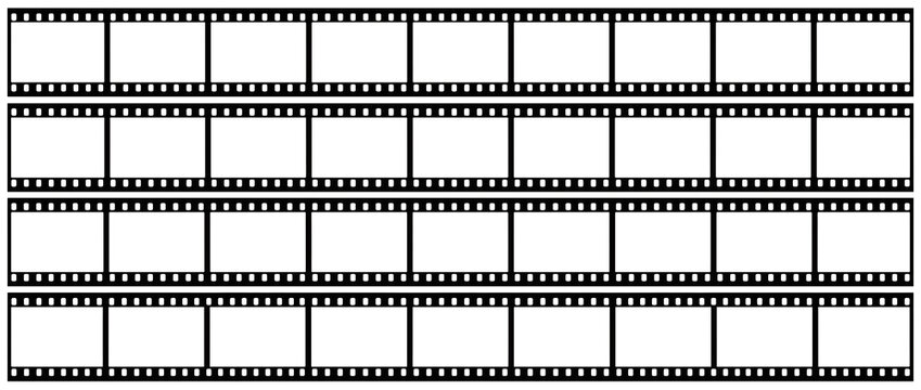Blank Photographic Film Strip Frames Isolated on White Background
