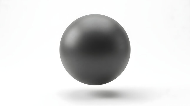 A smooth matte black sphere floating with a soft shadow underneath