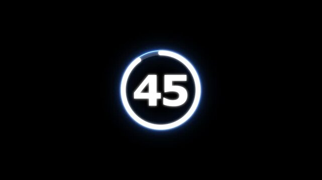 Countdown timer from 50 to 0 seconds real time. Modern flat design of countdown animation isolated on transparent background with alpha channel 50 Seconds Digital Countdown Timer Animation