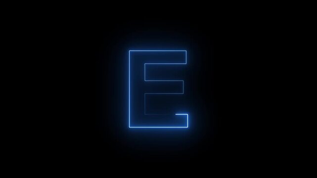 Glowing Neon Letter E Futuristic Alphabet Initial Logo Sign Lighted Typography On Dark Isolated Background Stock Photo.