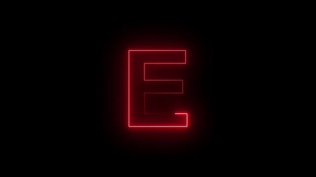 Glowing Neon Letter E Futuristic Alphabet Initial Logo Sign Lighted Typography On Dark Isolated Background Stock Photo.
