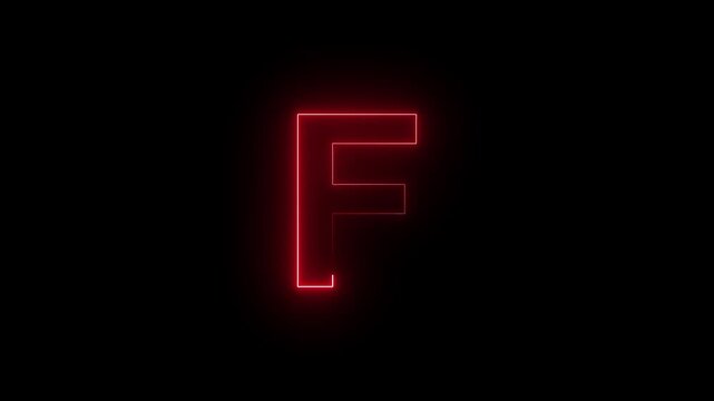 Glowing Neon Letter F Futuristic Alphabet Initial Logo Sign Lighted Typography On Dark Isolated Background Stock Photo.
