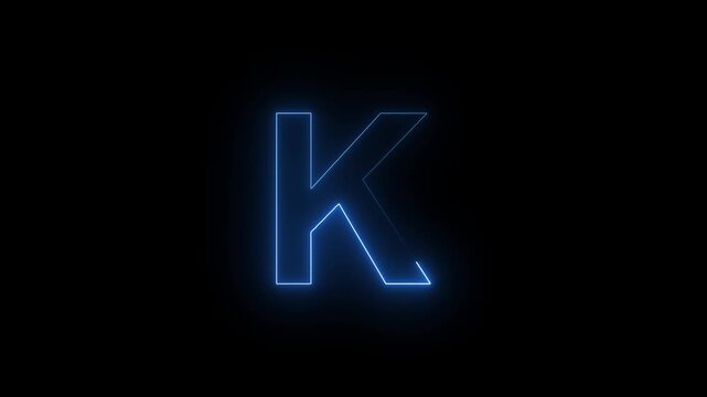 Glowing Neon Letter K Futuristic Alphabet Initial Logo Sign Lighted Typography On Dark Isolated Background Stock Photo.