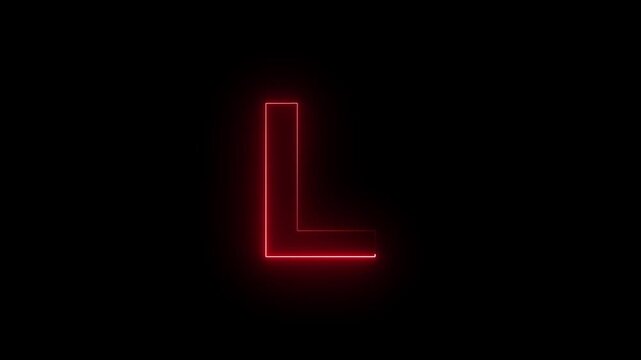 Glowing Neon Letter L Futuristic Alphabet Initial Logo Sign Lighted Typography On Dark Isolated Background Stock Photo.