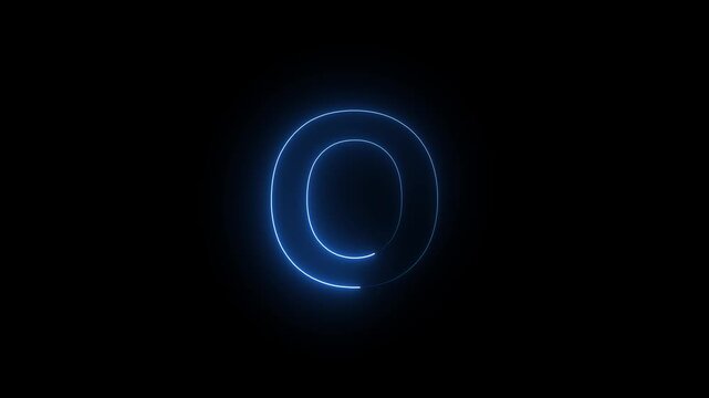 Glowing Neon Letter O Futuristic Alphabet Initial Logo Sign Lighted Typography On Dark Isolated Background Stock Photo.