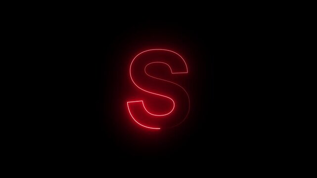 Glowing Neon Letter S Futuristic Alphabet Initial Logo Sign Lighted Typography On Dark Isolated Background Stock Photo.