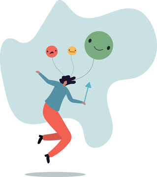 Emotional control and self regulation, stressed management or mental health awareness,life and employment of people.flat design.
