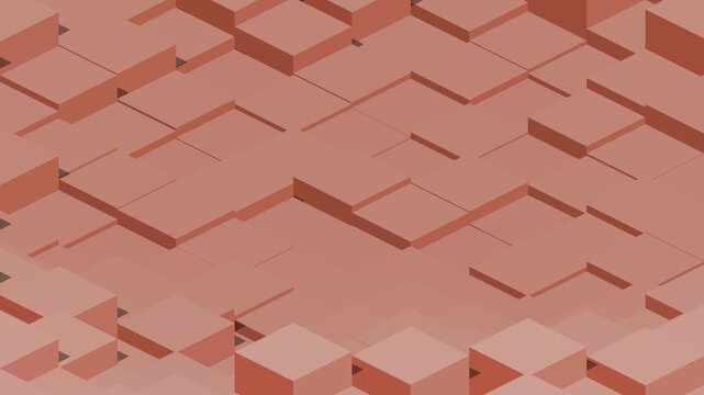 Abstract Animated 3D Terracotta Geometric Cube Pattern