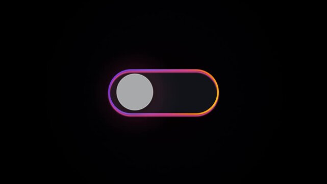 Minimal before and after toggle switch transformation with a smooth sliding control, responsive energy glow that completely dims when returned to the left, across a seamless 6-second loop.