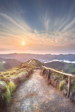 Mountain landscape Ponta Delgada island, Azores