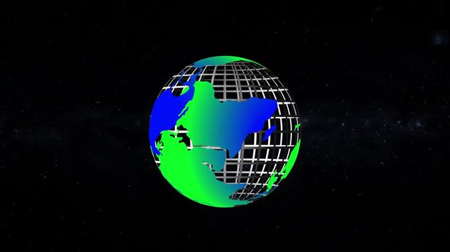 Global earth rotating in digital news studio backdrop with futuristic broadcast set, world headlines, breaking news concept, international media, global communication, modern television background bla
