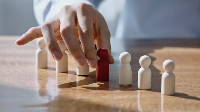 Wooden peg figures representing diversity and organization in human resources