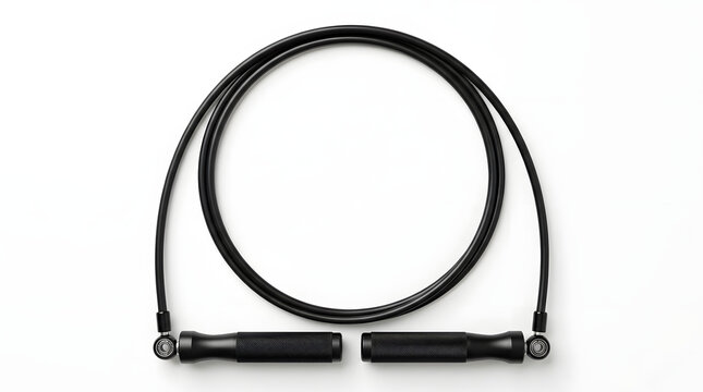 Black jump rope with ergonomic handles for fitness and cardio training