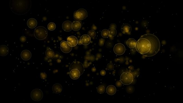 Bokeh circles floating in parallax layers in amber and orange on a pure black background, ready to drop straight onto footage with a screen or add blend mode. Seamless looping 4K overlay element for v