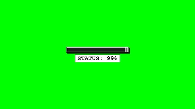 Loading bar with green screen background at 99 percent completion